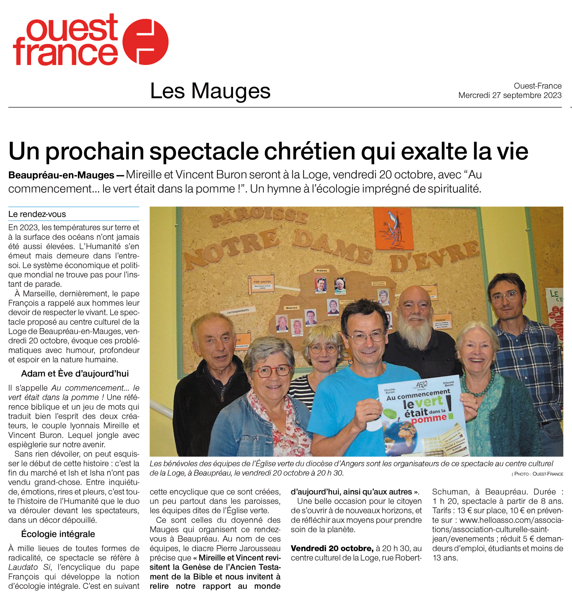 Ouest france 27 septembre 2023